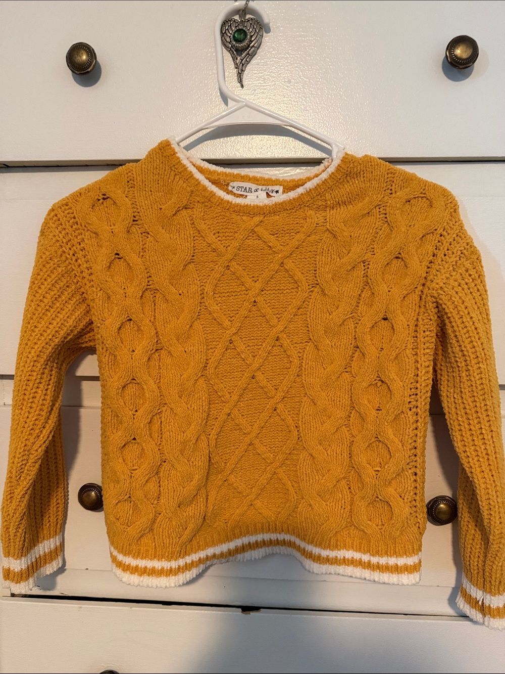 Mustard Cable Crewneck Sweater